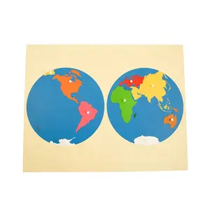 Montessori Geography Counting Educational Toys Teaching Aids Equipment World Globe Puzzle Map of Land and Ocean