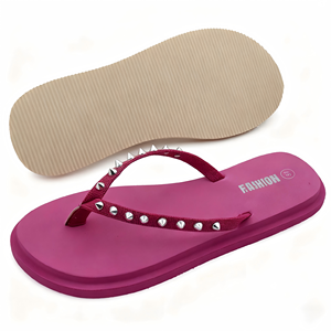 Của phụ nữ bãi biển lấy cảm hứng từ mở Toe <span class=keywords><strong>Flip</strong></span> <span class=keywords><strong>Flops</strong></span> với vàng và bạc pha lê đinh tán trên dây đai trong màu đen và màu be cho mùa hè vui vẻ - Product Image 2