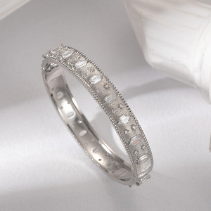 Gold And Silver Geometric <b>Bangle</b> With Zirconium Inlay Claw Setting Fashion Jewelry Spring 2026 Yiwu Origin - Product Image 2