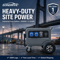 Station d'alimentation portable EONDRIVE 5 kW, batterie LiFePO4 5,12 kWh, IP54, puissance de crête de 10 000 W pour chantier de construction en extérieur
