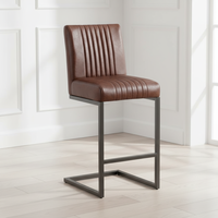 Tabouret de bar haut moderne de luxe avec pieds en métal, chaise de salle à manger en PU imperméable, emballée à plat, pour la maison, le bar et les hôtels