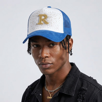 Gorra de béisbol de lujo con diamantes de imitación y letra D, gorra trucker transpirable de malla, sombrero deportivo, gorra de hip hop, gorra de diseñador al por mayor