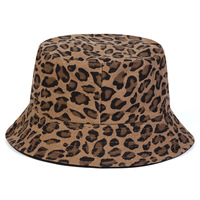 Chapeau Bob Rétro Style Coréen Imprimé Léopard Hip Hop Réversible Protection UV Unisexe pour la Pêche
