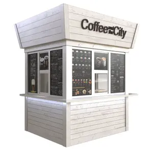 उच्च गुणवत्ता कॉफी बार/कियोस्क/बूथ फर्नीचर धातु फ्रेम लकड़ी सामग्री में बाहरी उपयोग के लिए आउटडोर भोजन कियोस्क कस्टम डिजाइन
