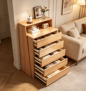 Modern Solid Wood 5-<b>Drawer</b> Living Room Cabinet Scandinavian Style <b>Storage</b> Furniture <b>for</b> Home Use - Product Image 6
