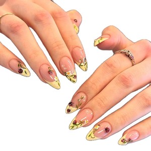 Ongles en acrylique fantaisie printaniers, peints à la main, motif coccinelle et fleur, avec pointes <span class=keywords><strong>jaune</strong></span> <span class=keywords><strong>pastel</strong></span>, pour des looks saisissants, fournitures pour ongles - Product Image 5
