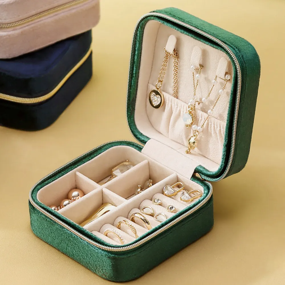 BSCI fabbrica di velluto riciclato portagioie per collana anello da viaggio gioielli regalo organizzatore Custom