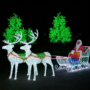 Commercial Christmas Reindeer Sleigh Santa Motif <b>Light</b> Outdoor LED Decoration For Park Landscape - Product Image 1