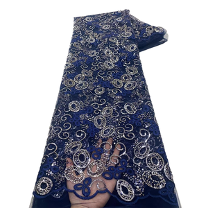 NI.AI nuovo stile annulla la sequenza ricamata tessuto materiale di abbigliamento tessuto con perline in pizzo tessuto con perle - Product Image 1