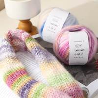 Fil à tricoter fantaisie en mohair dégradé coloré de 50g, filé en anneau, doux, tissé à la main, écologique et durable, fournitures de tricot et crochet