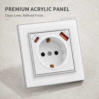 Prise murale en acrylique de type 80 conforme aux normes européennes, USB Type C 3A, prise de courant allemande française Schuko 16A 250V, industrielle IP21, pour la maison et l'hôtel