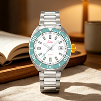 Montre de luxe pour homme à mouvement Seiko, quartz, lunette rotative, lumineuse, bracelet en acier inoxydable 20 mm, résistance à l'eau 20 ATM, aiguilles