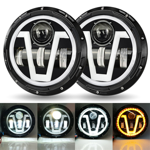 Nuevos Faros LED Redondos de 7 Pulgadas, Resistentes al Agua IP67, Luz Amarilla y Blanca, Haz Alto/Bajo para <span class=keywords><strong>Wrangler</strong></span>, para Motocicleta, 12V 24V - Product Image 2