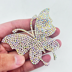 Hot Selling Wärme Eisen Kleidungs stück Bling Crystal Jean Kleidung <span class=keywords><strong>Patches</strong></span> Reparatur Glitter Strass Selbst klebende Luxus Schmetterling Patch - Product Image 3