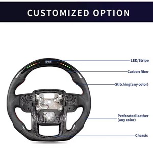 Volante de cuero perforado de fibra de carbono LED para Land Rover Sport Range <span class=keywords><strong>SVR</strong></span> L494 L405 <span class=keywords><strong>Evoque</strong></span> Volante de fibra de carbono - Product Image 4