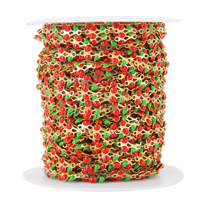 Stainless Steel Cherry Chain Red Green Christmas <b>Decor</b> DIY Jewelry Accessory Garland Wreath Craft Chain - Product Image 3