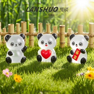 Lanshuo <b>Panda</b> Statue Resin Glow In Dark Cartoon Figure Toy Decor For Desk Car Unisex <b>Gift</b> - Product Image 2
