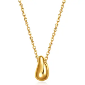 Design Minimalista 18K Gold Titanium Steel Drop Necklace Mulheres Pescoço Jóias Personalidade Mini Water Drop Pingente Colar