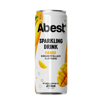 OEM ODM ABEST Boisson pétillante infusée au litchi en canettes de 250 ml, jus de fruits délicieux, rafraîchissant et sans sucre, pour une fraîcheur quotidienne, 24