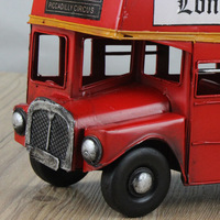 Modèle de bus à deux étages en métal, artisanat design Art Déco, nouveau modèle populaire, convertible, décoration d'intérieur londonienne, objet de présentation