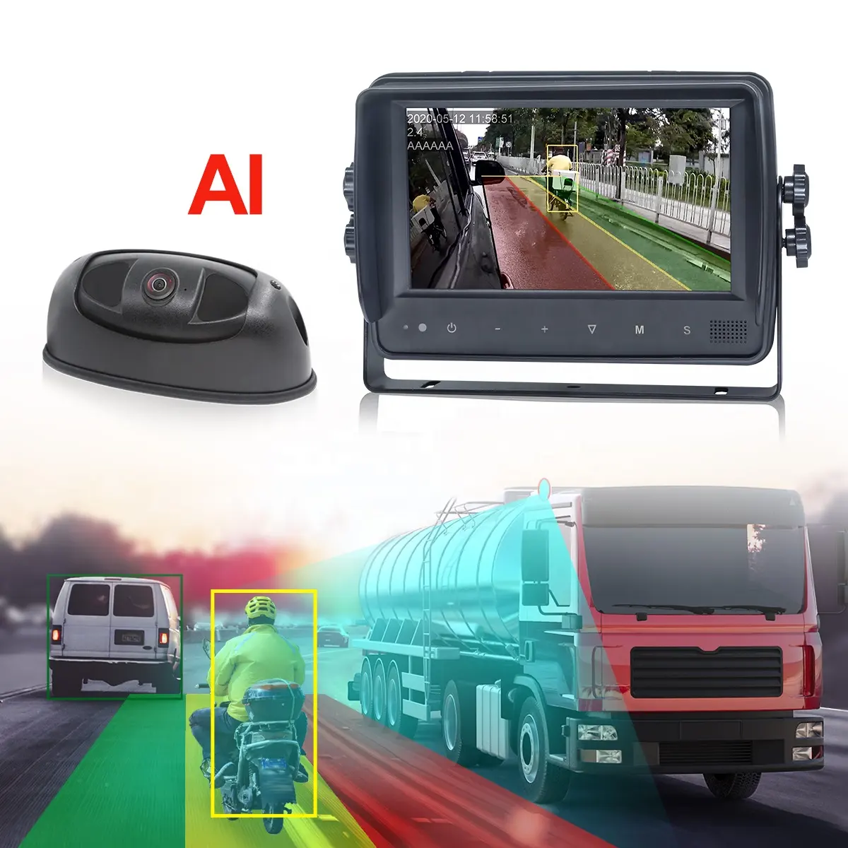 STONKAM IP69K impermeabile camion AI telecamera sistema di rilevamento angolo cieco con rilevamento pedonale per la costruzione di autobus flotte