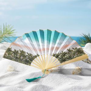 Abanicos de Mano GZLDGIFTS, Recuerdo de Boda para Invitados, Personalizados con Tema de Palmera de Playa, al por Mayor - Product Image 2