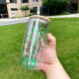 Verres à double paroi de 12 oz de haute qualité, vierges, à sublimation, avec paillettes, pour loisirs créatifs, 25 pièces, avec couvercle en bambou pour strass DIY - Product Image 3