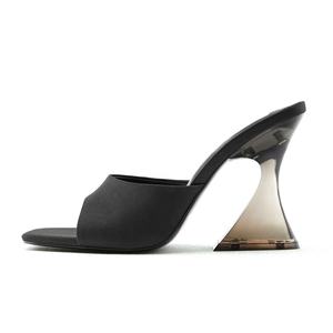 Pantofole con tacco in vetro da donna alla moda punta quadrata bellissimo colore femminile <span class=keywords><strong>tacchi</strong></span> alti grossi sandali con muli estivi di grandi dimensioni - Product Image 5