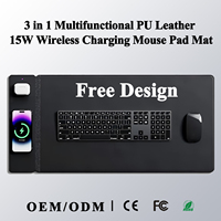 Alas Meja Mouse Multifungsi Kulit PU Custom Qi Besar 15W dengan Pengisi Daya Nirkabel Magnetik