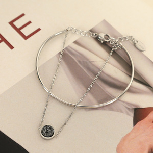 Pulsera de cadena para mujer, aleación de zinc, engaste con bisel, joyería de regalo, tono plateado y dorado - Product Image 3