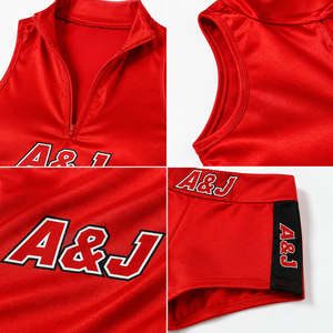 Ensemble deux pièces A&J GRS pour femme : crop top en satin zippé et short taille haute avec panneau latéral contrastant – Fabrication sur mesure - Product Image 2