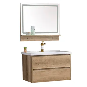 Modern Wall Europe Elegant Wooden Furniture Designs Single Sink Bathroom Vanity With LED Smart Mirror