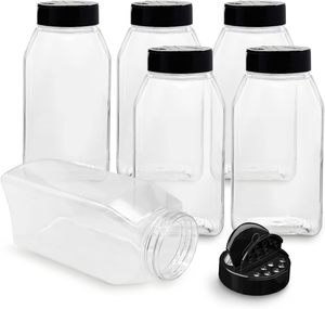 Factory Wholesale Ready to Ship 4Oz Square Glitter Shaker <b>Jars</b> Eco-Friendly PET Plastic Empty <b>Spice</b> <b>Jars</b> Butterfly Cap Packaging - Product Image 1