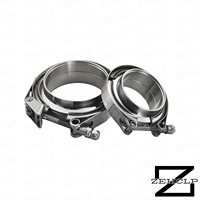 Collier de serrage à bande en V à dégagement rapide en acier inoxydable 304 poli miroir, anti-fuite, avec boulon en T pour tuyau d'échappement turbo, 2,36 pouces, robuste