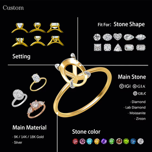 Anillo de compromiso y boda de oro de 10, 14 y 18 quilates con diamante de laboratorio de 1 quilate, corte redondo, color D, para mujer, venta al por mayor - Product Image 6