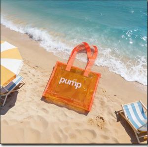 Clear Orange Trim PVC Tote Bag Transparent Beach <b>Handbag</b> for Summer Vacation Seaside Travel Waterproof PVC <b>Handbag</b> Vacation - Product Image 3