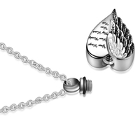 Bijoux de crémation personnalisés : Pendentif urne Aile d'ange avec 24 lettres et 12 pierres précieuses colorées - Vos ailes étaient prêtes, mon cœur non