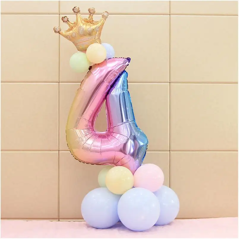 JYAO 32 인치 그라디언트 다채로운 디지털 기둥 풍선 생일 기념일 파티 고백 장식 배열