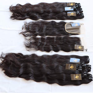 Wefted Raw Virgin Indian Temple Hair Bundle Weave Human10a Grade Hair Péruvien Body Wave Bundle de cheveux humains avec fermeture - Product Image 1