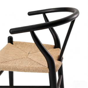 Silla de Comedor Moderna de Madera Maciza de Grado Comercial con Asiento de Cuerda Trenzada, Duradera para Restaurante, Hotel, Cafetería, Oficina, Cocina y Hogar - Product Image 5