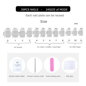 Juego de <span class=keywords><strong>uñas</strong></span> postizas cuadradas, diseño creativo de <span class=keywords><strong>Uñas</strong></span> postizas, 30 Uds. - Product Image 4
