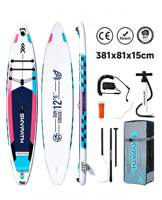 Planche de paddle gonflable 381 cm, planche de SUP polyvalente, résistante, portable, écologique, pour la pratique du paddle en eau libre