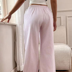 Pantaloni Casual Estivi Rosa a Gamba Larga, <span class=keywords><strong>Vita</strong></span> Elastica <span class=keywords><strong>Bassa</strong></span>, Vestibilità Ampia, Lavati, Traspiranti e Comodi - Vendita all'Ingrosso - Product Image 2