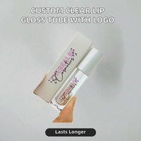 Tube de rouge à lèvres cosmétique en plastique transparent avec bouchon à vis personnalisé et impression sérigraphique
