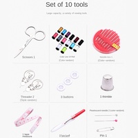 Mini kit de couture portable, kit de couture domestique de 10 pièces, boîte de rangement pour le rangement et l'organisation des outils de couture