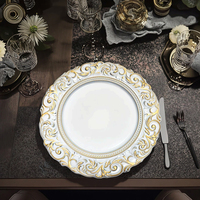 Plateau de service vintage en PP de 13 pouces avec bordure sculptée de style baroque, décoration de luxe pour la maison, les hôtels, les restaurants, les mariages et les fêtes