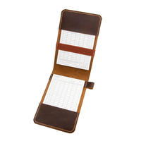 Dompet Buku Skor Golf Kulit Asli Portabel dengan Kantung Pena, Tempat Buku Yardage untuk Luar Ruangan