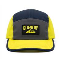Casquettes 5 panneaux imperméables en gros, casquette de course personnalisée 5 panneaux, casquette de camping légère en nylon jaune fluo