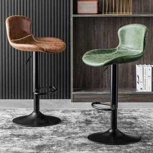 Nordic Counter Height Wooden Outdoor <b>Leather</b> Kitchen Luxury Chair <b>Bar</b> <b>Stools</b> <b>Bar</b> <b>Stool</b> High Chair - Product Image 1