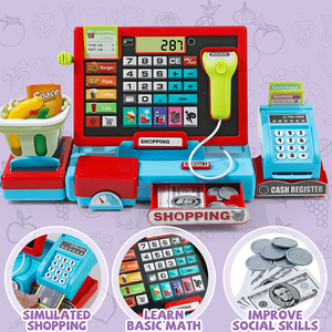 Caisse enregistreuse <span class=keywords><strong>de</strong></span> jeu pour enfants avec calculatrice réelle, jouet en plastique pour le jeu <span class=keywords><strong>de</strong></span> rôle mathématique, pour les tout-petits <span class=keywords><strong>de</strong></span> 3 ans, garçons et filles - Product Image 4